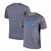 Miami Marlins Gray Black Striped Logo Performance T-Shirt